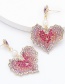Fashion Pink Multi-layered Gradient Pearl Love Alloy Diamond Earrings
