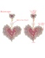 Fashion Pink Multi-layered Gradient Pearl Love Alloy Diamond Earrings