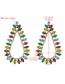 Fashion Color Drop-shaped Alloy Cutout Earrings With Diamonds
