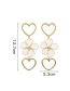 Fashion White Flower Drop Love Heart Pierced Earrings