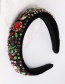 Fashion Color Mixing Pearl Rhinestone Gold Velvet Wide Hoop