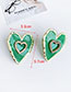 Fashion Orange Love Heart Stud Earrings With Diamonds