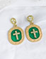 Fashion Green Oval Cross Stud Earrings With Diamonds