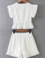 Fashion White V-neck Lace Ruffle Cutout Pants Set