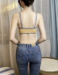 Fashion Blue Stitching Contrast V-shaped Beautiful Back Underwear