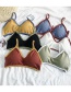 Fashion Pea Green Color Stitching Contrast V-shaped Beautiful Back Underwear