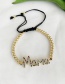 Fashion Golden Cubic Zirconia Beaded Alphabet Mama Stud Earrings
