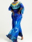 Fashion Blue Four-sided Stretch Leopard Dress
