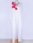 Fashion White Three-dimensional Floral Imitation Cotton Contrast Dress