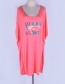 Fashion Pink Off-the-shoulder Printed Knitted Stretch-cotton Dress