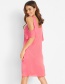 Fashion Pink Off-the-shoulder Printed Knitted Stretch-cotton Dress