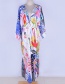 Fashion Color Mid-length Cardigan With Cotton Print And Belt