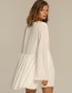 Fashion White Wrinkled Tether Long Sleeve Coat