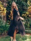 Fashion Black Midi Embroidered Cardigan Midi Dress