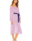 Fashion Light Purple Chiffon One-neck Belted Long Sleeve Dress