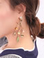 Fashion Color Dendrite Alloy Palm Flower With Resin Diamond Imitation Pearl Earrings