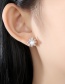 Fashion Platinum Silver-plated Brass Flower Earrings With Diamonds