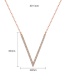 Fashion Rose Gold Alphabet V-shaped Zirconium Copper Necklace