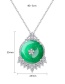 Fashion Platinum Cubic Zirconia Green Chalcedony Flower Geometric Necklace