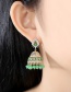 Fashion Green Geometric Cutout Earrings With Diamonds And Crystal Beads