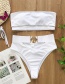 Fashion White Metal Buckle Cutout Bandage Split Swimsuit