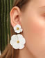 Fashion Black Inlay Alloy Flower Long Earrings