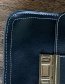 Fashion Black Pu Lock Portable Messenger Bag