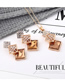 Fashion Pink Geometric Square Diamond Earrings Necklace Set