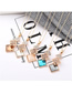 Fashion Coffee Geometric Square Diamond Earrings Necklace Set