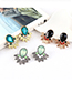 Fashion Kc Gold + Black Leaf And Diamond Earrings