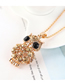 Fashion Champagne Gold Owl Diamond Cutout Necklace