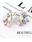 Fashion Colorful White Half Flower And Diamond Earrings