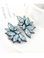 Fashion Light Blue Half Flower And Diamond Earrings