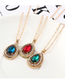 Fashion Green Diamond Heart Necklace Earring Set