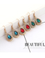 Fashion Blue Diamond Heart Necklace Earring Set