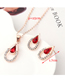 Fashion Purple Diamond Heart Necklace Earring Set