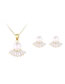 Fashion 14k Gold Pearl Scallop Necklace Set With Diamonds