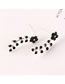 Fashion Black Pearl Flower Twig Earrings With Diamonds