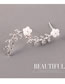 Fashion White Pearl Flower Twig Earrings With Diamonds