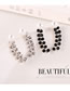Fashion Black Pearl Double Row Diamond Earrings