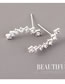 Fashion Platinum Small Crescent Diamond Stud Earrings