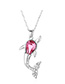 Fashion Rose Red Small Whale Necklace With Diamonds
