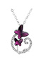 Fashion Purple Geometric Double Bow Necklace With Diamonds