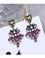 Fashion Purple Metal Studded Heart Love Stud Earrings