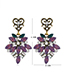 Fashion Purple Metal Studded Heart Love Stud Earrings