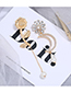 Fashion Golden Metal Flower Meniscus Asymmetric Pierced Stud Earrings