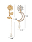 Fashion Golden Metal Flower Meniscus Asymmetric Pierced Stud Earrings