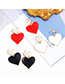 Fashion Red Contrasting Love Alloy Stud Earrings
