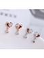 Fashion Silver  Silver Needle Heart Studded Diamond Stud Earrings