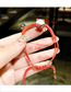 Fashion Red Ceramic Lucky Cat Bell Braided Rope Adjustable Bracelet